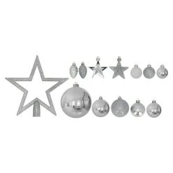 BAUHAUS Christbaumkugel-Mix Silber, Kunststoff, Rund, 75 Stk.