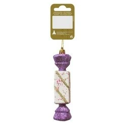 BAUHAUS Christbaumschmuck Bonbon Glitter Weiß, Kunststoff