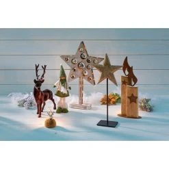 BAUHAUS LED-Stern Holz Mit Glaskugeln Natur, Holz, Höhe: 55 Cm -Jalousien Verkäufe 12 1122