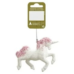 BAUHAUS Christbaumschmuck Einhorn Glitter Rosa Weiß, Kunststoff