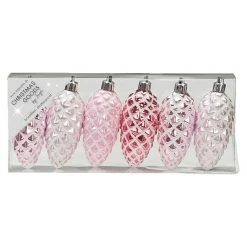 BAUHAUS Christbaumschmuck Zapfen Rosa, Kunststoff, 6 Stk.