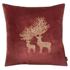 BAUHAUS Kissen Rentier Bordeaux, 45 X 45 Cm, 100 % Polyester