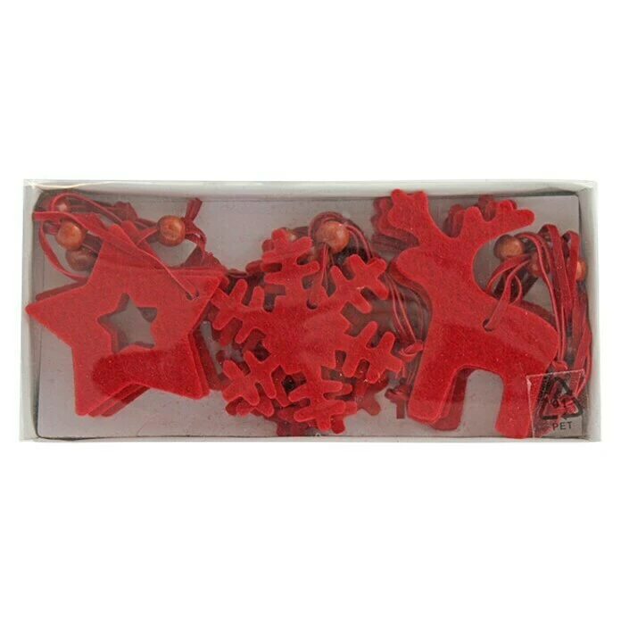 BAUHAUS Dekoartikel Ornamente Rot, Filz, 12 Stk. 3 BAUHAUS Dekoartikel Ornamente Rot, Filz, 12 Stk.