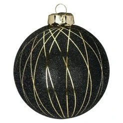 BAUHAUS Christbaumkugel Schwarz, Glas, Durchmesser: 8 Cm