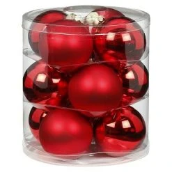 BAUHAUS Christbaumkugel-Mix Rot, Glas, Durchmesser: 8 Cm, 12 Stk.