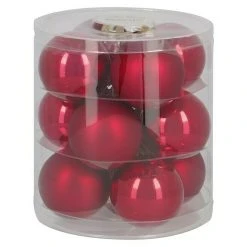 BAUHAUS Christbaumkugel-Mix Rot, Glas, Durchmesser: 8 Cm, 12 Stk. -Jalousien Verkäufe 12 1446