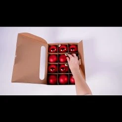 BAUHAUS Christbaumkugel-Mix Rot, Glas, Durchmesser: 8 Cm, 12 Stk. -Jalousien Verkäufe 12 1447