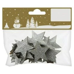 BAUHAUS Dekoelement Sterne Silber, Holz, Eckig