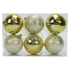 BAUHAUS Christbaumkugel-Mix Geeist Gold, Kunststoff, Durchmesser: 6 Cm