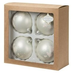 BAUHAUS Christbaumkugel Weiß, Glas, Durchmesser: 10 Cm, Dekor