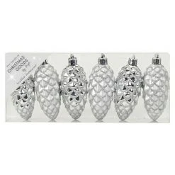 BAUHAUS Christbaumschmuck Zapfen Silber, Kunststoff, 6 Stk.