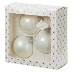 BAUHAUS Christbaumkugel Weiß, Glas, Durchmesser: 8 Cm