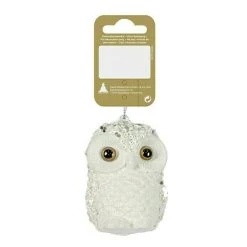 BAUHAUS Christbaumschmuck Eule Mit Pailetten Weiß, Kunststoff