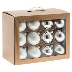 BAUHAUS Weihnachtskugeln 24 Stk., Durchmesser: 7 Cm, Silber, Glas