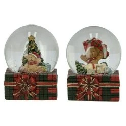 BAUHAUS Schneekugel Teddy Auf Geschenk Mehrfarbig, Kunststoff, Höhe: 8,5 Cm