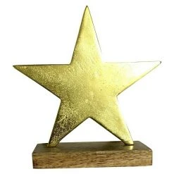 BAUHAUS Dekoelement Stern Holz, Gold