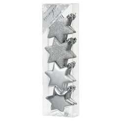 BAUHAUS Christbaumschmuck Stern Silber, Kunststoff, Stern, 8 Stk.