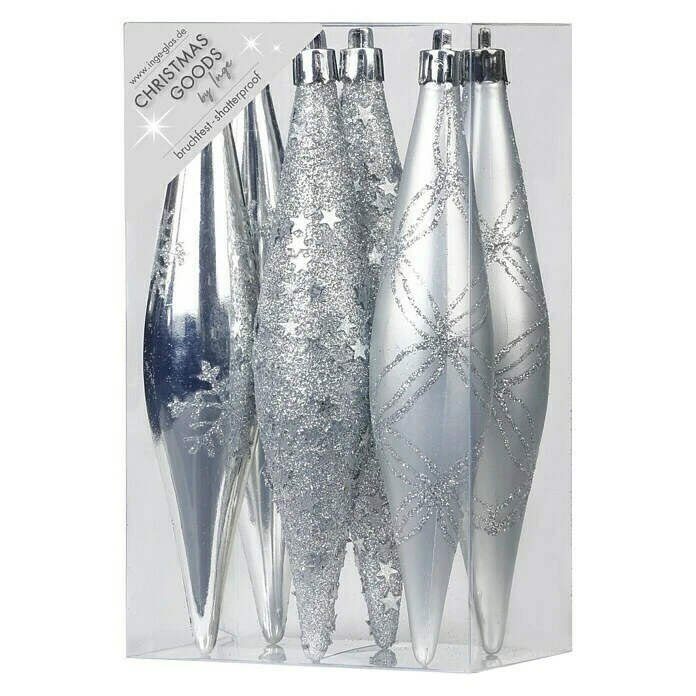 BAUHAUS Christbaumschmuck Silber, Kunststoff, 6 Stk. 3 BAUHAUS Christbaumschmuck Silber, Kunststoff, 6 Stk.