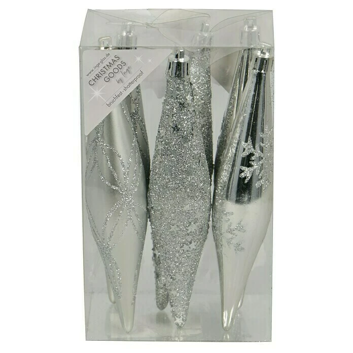 BAUHAUS Christbaumschmuck Silber, Kunststoff, 6 Stk. 4 BAUHAUS Christbaumschmuck Silber, Kunststoff, 6 Stk. – Bild 2
