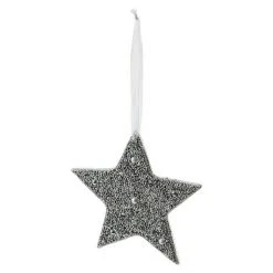 BAUHAUS Dekoelement Hängestern Mit Perlen Holz, 15 Cm, Silber