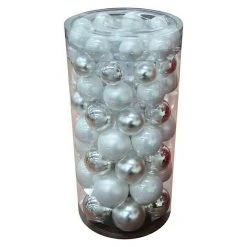 BAUHAUS Christbaumkugel-Mix Weiß/Silber, Glas, Durchmesser: 4 Cm - 7 Cm