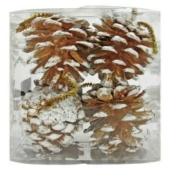 BAUHAUS Dekoartikel Zapfen Gold/Weiß Holz/Zweige, Höhe: 4 Cm