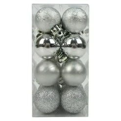 BAUHAUS Christbaumkugel-Mix Silber, Kunststoff, Durchmesser: 3 Cm