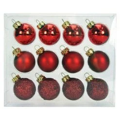 BAUHAUS Christbaumkugel-Mix Rot, Glas, Durchmesser: 3 Cm