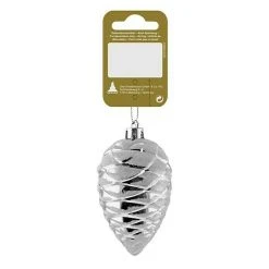 BAUHAUS Dekoartikel Kunststoff-Zapfen Silber Mit Schnee Kunststoff, Höhe: 9 Cm