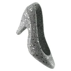 BAUHAUS Dekoelement Schuh Glitter Silber Silber, Kunststoff