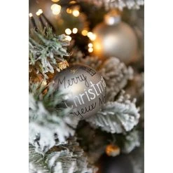 BAUHAUS Christbaumschmuck Merry Christmas Grau, Glas, Rund, 1 Stk.