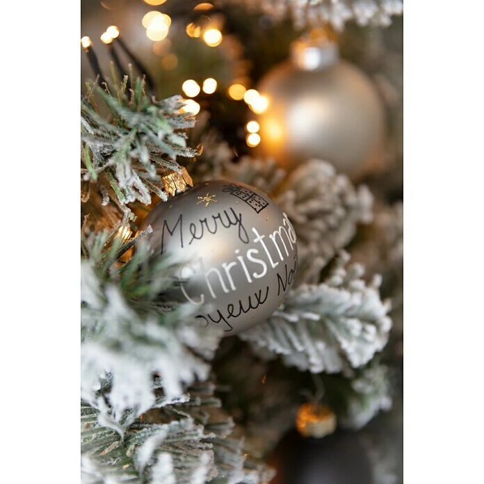 BAUHAUS Christbaumschmuck Merry Christmas Grau, Glas, Rund, 1 Stk. 3 BAUHAUS Christbaumschmuck Merry Christmas Grau, Glas, Rund, 1 Stk.