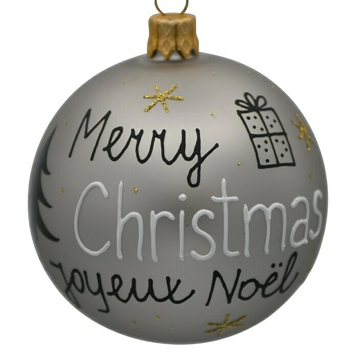 BAUHAUS Christbaumschmuck Merry Christmas Grau, Glas, Rund, 1 Stk. 4 BAUHAUS Christbaumschmuck Merry Christmas Grau, Glas, Rund, 1 Stk. – Bild 2