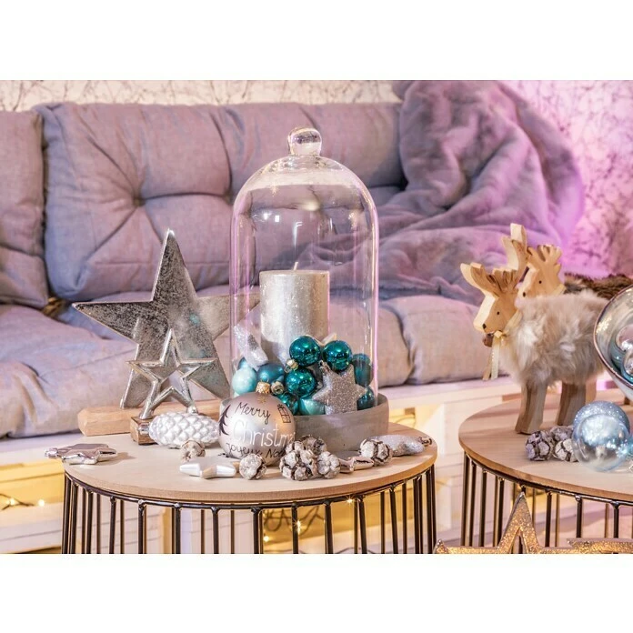 BAUHAUS Christbaumschmuck Merry Christmas Grau, Glas, Rund, 1 Stk. 5 BAUHAUS Christbaumschmuck Merry Christmas Grau, Glas, Rund, 1 Stk. – Bild 3