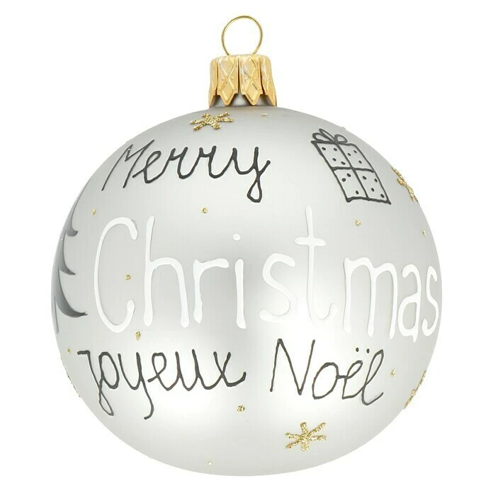 BAUHAUS Christbaumschmuck Merry Christmas Grau, Glas, Rund, 1 Stk. 6 BAUHAUS Christbaumschmuck Merry Christmas Grau, Glas, Rund, 1 Stk. – Bild 4