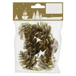 BAUHAUS Dekoartikel Zapfen Beglittert Gold Gold, Holz/Zweige, 6 Stk.