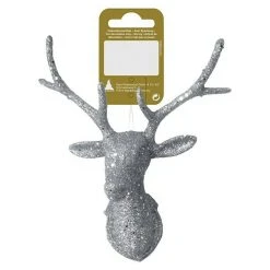 BAUHAUS Christbaumschmuck Hirschkopf Silber, Kunststoff