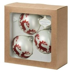 BAUHAUS Christbaumkugel Weiß, Glas, Durchmesser: 8 Cm, Dekor