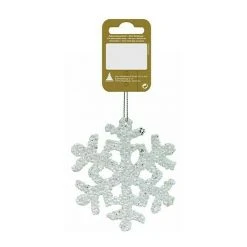 BAUHAUS Christbaumschmuck Schneeflocke Weiß, Kunststoff, Sonstige, Durchmesser: 10 Cm