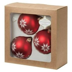 BAUHAUS Christbaumkugel Rot, Glas, Durchmesser: 8 Cm, Dekor: Weihnachtlich