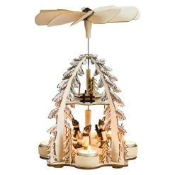 BAUHAUS Teelichthalter Tischpyramide Winterkinder L X B X H: 22 X 22 X 32 Cm