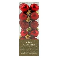 BAUHAUS Christbaumkugel-Mix Rot, Glas, Durchmesser: 2 Cm, 24 Stk.