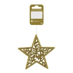 BAUHAUS Christbaumschmuck Glitzerstern Gold, Kunststoff, Eckig