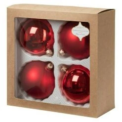 BAUHAUS Christbaumkugel Rot, Glas, Durchmesser: 10 Cm