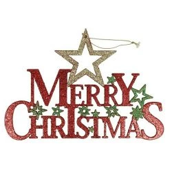 BAUHAUS Christbaumschmuck Merry Christmas Rot/Grün, Kunststoff, 1 Stk.