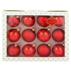 BAUHAUS Weihnachtskugeln Set 12 Stk., Durchmesser: 7 Cm, Glas, Rot
