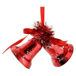 BAUHAUS Christbaumschmuck Doppelgocke Rot Rot, Metall