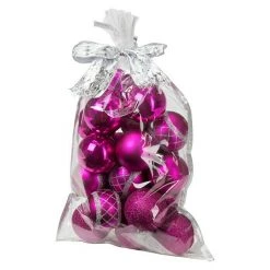 BAUHAUS Christbaumkugel-Mix Im Geschenkbeutel Pink, Durchmesser: 6 Cm, 20 Stk.