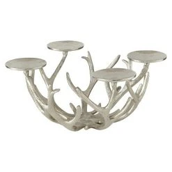 BAUHAUS Kerzenständer Geweih B X H: 37 X 20 Cm, Silber