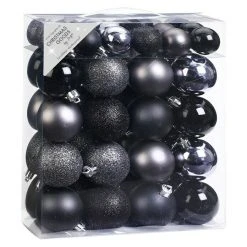 BAUHAUS Christbaumkugel-Mix Schwarz, Kunststoff, Durchmesser: 4 Cm - 6 Cm, 50 Stk.